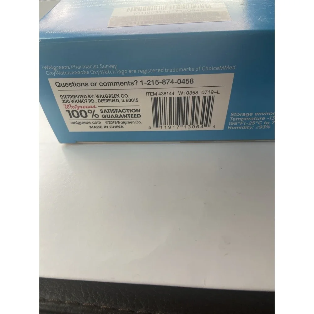 Walgreens Pulse Oximeter Comfort Fit Yellow‎ Open Box OxyWatch C20 Oxygen
